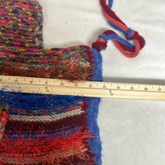 Red and Blue Hobo Bag with Bohemian Flair - Picture 8 of 11